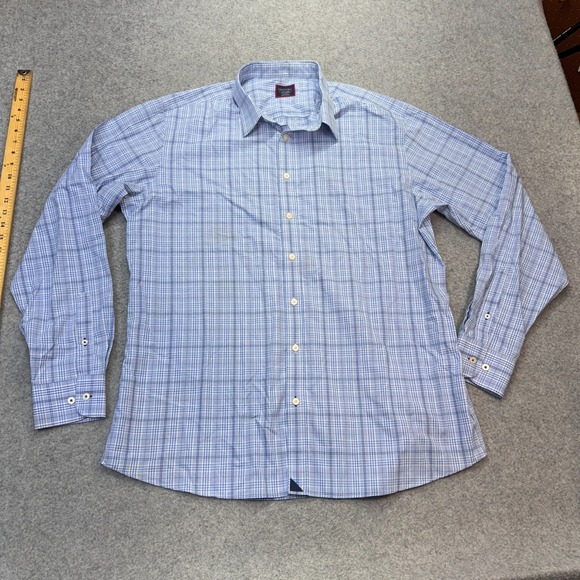 UNTUCKit Men's 2XLT Wrinkle‎ Free Cotton Button Down Shirt Blue Plaid Tall Fit - Picture 3 of 9